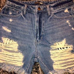 Distressed Denim Shorts